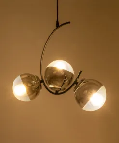 Alternative view of GLOBOSTAR® CITY 202-0041 Μοντέρνο Κρεμαστό Φωτιστικό Οροφής με Ντουί 3 x E27 AC 220-240V IP20 - Μαύρο, Ασημί & Διάφανο - Μ60 x Π35 x Υ50cm