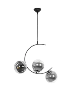 GLOBOSTAR® CITY 202-0041 Μοντέρνο Κρεμαστό Φωτιστικό Οροφής με Ντουί 3 x E27 AC 220-240V IP20 - Μαύρο, Ασημί & Διάφανο - Μ60 x Π35 x Υ50cm 13 202 0041 3