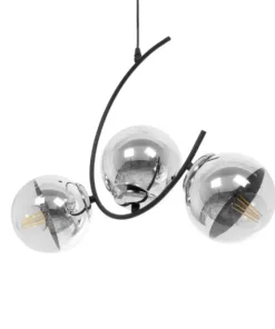 GLOBOSTAR® CITY 202-0041 Μοντέρνο Κρεμαστό Φωτιστικό Οροφής με Ντουί 3 x E27 AC 220-240V IP20 - Μαύρο, Ασημί & Διάφανο - Μ60 x Π35 x Υ50cm 15 202 0041 5