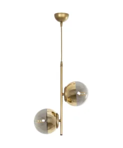 GLOBOSTAR® CITY 202-0044 Μοντέρνο Κρεμαστό Φωτιστικό Οροφής με Ντουί 2 x E27 AC 220-240V IP20 - Χρυσό & Διάφανο - Μ35 x Π16 x Υ42cm 12 202 0044 3