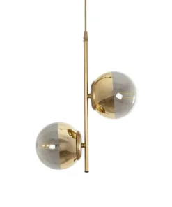 GLOBOSTAR® CITY 202-0044 Μοντέρνο Κρεμαστό Φωτιστικό Οροφής με Ντουί 2 x E27 AC 220-240V IP20 - Χρυσό & Διάφανο - Μ35 x Π16 x Υ42cm 13 202 0044 4