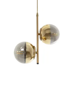 GLOBOSTAR® CITY 202-0044 Μοντέρνο Κρεμαστό Φωτιστικό Οροφής με Ντουί 2 x E27 AC 220-240V IP20 - Χρυσό & Διάφανο - Μ35 x Π16 x Υ42cm 14 202 0044 5