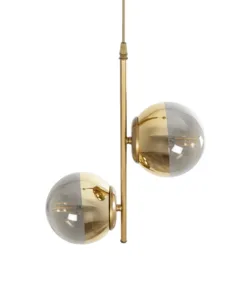 GLOBOSTAR® CITY 202-0044 Μοντέρνο Κρεμαστό Φωτιστικό Οροφής με Ντουί 2 x E27 AC 220-240V IP20 - Χρυσό & Διάφανο - Μ35 x Π16 x Υ42cm 15 202 0044 6