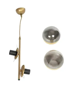 GLOBOSTAR® CITY 202-0044 Μοντέρνο Κρεμαστό Φωτιστικό Οροφής με Ντουί 2 x E27 AC 220-240V IP20 - Χρυσό & Διάφανο - Μ35 x Π16 x Υ42cm 18 202 0044 9