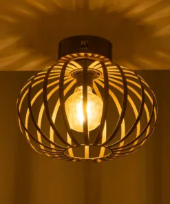 Alternative view of GloboStar® STAR 202-0050 Μοντέρνο Φωτιστικό Οροφής Πλέγμα Μονόφωτο 1 x E27 IP20 Χρυσό Μέταλλο - Μ40 x Π40 x Υ27cm