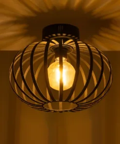 Alternative view of GloboStar® STAR 202-0051 Μοντέρνο Φωτιστικό Οροφής Πλέγμα Μονόφωτο 1 x E27 IP20 Μαύρο Μέταλλο - Μ40 x Π40 x Υ27cm