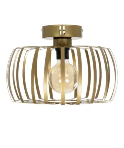 GloboStar® STAR 202-0053 Μοντέρνο Φωτιστικό Οροφής Πλέγμα Μονόφωτο 1 x E27 IP20 Χρυσό Μέταλλο - Μ40 x Π40 x Υ27cm 12 202 0053 3