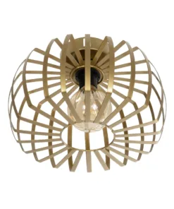 GloboStar® STAR 202-0053 Μοντέρνο Φωτιστικό Οροφής Πλέγμα Μονόφωτο 1 x E27 IP20 Χρυσό Μέταλλο - Μ40 x Π40 x Υ27cm 13 202 0053 4