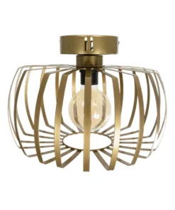 GloboStar® STAR 202-0053 Μοντέρνο Φωτιστικό Οροφής Πλέγμα Μονόφωτο 1 x E27 IP20 Χρυσό Μέταλλο - Μ40 x Π40 x Υ27cm 14 202 0053 5