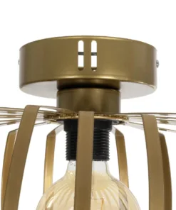 GloboStar® STAR 202-0053 Μοντέρνο Φωτιστικό Οροφής Πλέγμα Μονόφωτο 1 x E27 IP20 Χρυσό Μέταλλο - Μ40 x Π40 x Υ27cm 15 202 0053 6