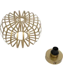 GloboStar® STAR 202-0053 Μοντέρνο Φωτιστικό Οροφής Πλέγμα Μονόφωτο 1 x E27 IP20 Χρυσό Μέταλλο - Μ40 x Π40 x Υ27cm 18 202 0053 9