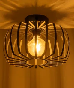 Alternative view of GloboStar® STAR 202-0054 Μοντέρνο Φωτιστικό Οροφής Πλέγμα Μονόφωτο 1 x E27 IP20 Μαύρο Μέταλλο - Μ40 x Π40 x Υ27cm