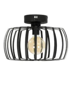 GloboStar® STAR 202-0054 Μοντέρνο Φωτιστικό Οροφής Πλέγμα Μονόφωτο 1 x E27 IP20 Μαύρο Μέταλλο - Μ40 x Π40 x Υ27cm 12 202 0054 3