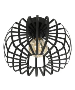 GloboStar® STAR 202-0054 Μοντέρνο Φωτιστικό Οροφής Πλέγμα Μονόφωτο 1 x E27 IP20 Μαύρο Μέταλλο - Μ40 x Π40 x Υ27cm 13 202 0054 4