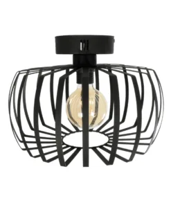 GloboStar® STAR 202-0054 Μοντέρνο Φωτιστικό Οροφής Πλέγμα Μονόφωτο 1 x E27 IP20 Μαύρο Μέταλλο - Μ40 x Π40 x Υ27cm 14 202 0054 5