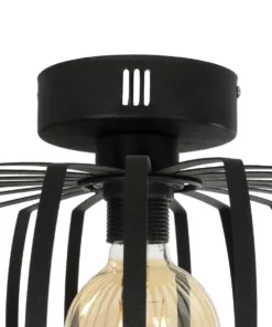 GloboStar® STAR 202-0054 Μοντέρνο Φωτιστικό Οροφής Πλέγμα Μονόφωτο 1 x E27 IP20 Μαύρο Μέταλλο - Μ40 x Π40 x Υ27cm 15 202 0054 6