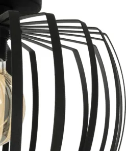 GloboStar® STAR 202-0054 Μοντέρνο Φωτιστικό Οροφής Πλέγμα Μονόφωτο 1 x E27 IP20 Μαύρο Μέταλλο - Μ40 x Π40 x Υ27cm 16 202 0054 7