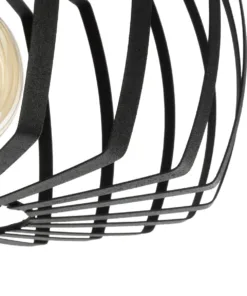 GloboStar® STAR 202-0054 Μοντέρνο Φωτιστικό Οροφής Πλέγμα Μονόφωτο 1 x E27 IP20 Μαύρο Μέταλλο - Μ40 x Π40 x Υ27cm 17 202 0054 8