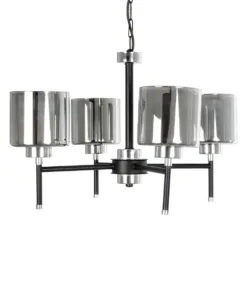 GLOBOSTAR® SHORD 202-0056 Μοντέρνο Κρεμαστό Φωτιστικό Οροφής με Ντουί 4 x E27 AC 220-240V IP20 - Μαύρο & Μαύρο Φιμέ - Μ57 x Π57 x Υ37cm 14 202 0056 4