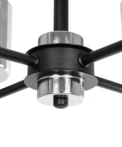 GLOBOSTAR® SHORD 202-0056 Μοντέρνο Κρεμαστό Φωτιστικό Οροφής με Ντουί 4 x E27 AC 220-240V IP20 - Μαύρο & Μαύρο Φιμέ - Μ57 x Π57 x Υ37cm 18 202 0056 8