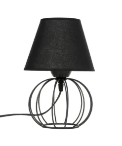 GloboStar® SHAPE 202-0057 Μοντέρνο Eπιτραπέζιο Φωτιστικό Πορτατίφ Μονόφωτο 1 x E27 IP20 Μαύρο Μέταλλο με Μαύρο Ύφασμα - Μ16 x Π16 x Υ30cm 12 202 0057 3