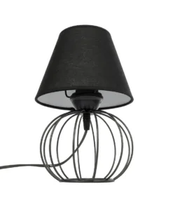 GloboStar® SHAPE 202-0057 Μοντέρνο Eπιτραπέζιο Φωτιστικό Πορτατίφ Μονόφωτο 1 x E27 IP20 Μαύρο Μέταλλο με Μαύρο Ύφασμα - Μ16 x Π16 x Υ30cm 13 202 0057 4