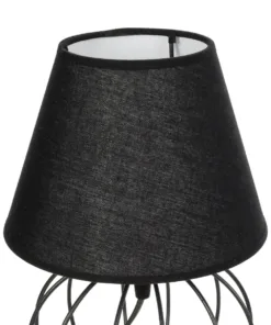GloboStar® SHAPE 202-0057 Μοντέρνο Eπιτραπέζιο Φωτιστικό Πορτατίφ Μονόφωτο 1 x E27 IP20 Μαύρο Μέταλλο με Μαύρο Ύφασμα - Μ16 x Π16 x Υ30cm 15 202 0057 6
