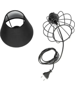 GloboStar® SHAPE 202-0057 Μοντέρνο Eπιτραπέζιο Φωτιστικό Πορτατίφ Μονόφωτο 1 x E27 IP20 Μαύρο Μέταλλο με Μαύρο Ύφασμα - Μ16 x Π16 x Υ30cm 18 202 0057 9