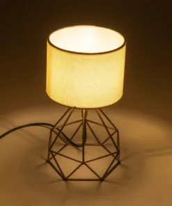 Alternative view of GloboStar® SHAPE 202-0058 Μοντέρνο Eπιτραπέζιο Φωτιστικό Πορτατίφ Μονόφωτο 1 x E27 IP20 Χρυσό Μέταλλο με Λευκό Ύφασμα - Μ16 x Π16 x Υ30cm