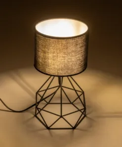 Alternative view of GloboStar® SHAPE 202-0059 Μοντέρνο Eπιτραπέζιο Φωτιστικό Πορτατίφ Μονόφωτο 1 x E27 IP20 Μαύρο Μέταλλο με Μαύρο Ύφασμα - Μ16 x Π16 x Υ30cm