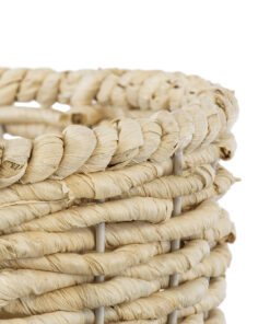 GloboStar® Artificial Garden LIMNOS 20300 Διακοσμητικό Πλεκτό Καλάθι - Κασπώ Γλάστρα - Flower Pot Μπεζ Φ26cm x Υ56cm 13 20300 5