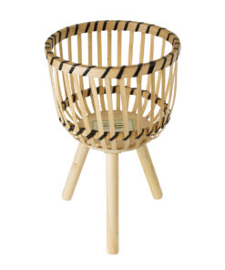 Alternative view of GloboStar® Artificial Garden FOLEGANDROS 20301 Διακοσμητικό Πλεκτό Καλάθι - Κασπώ Γλάστρα - Flower Pot Μπεζ με Καφέ Φ25cm x Υ37cm