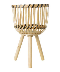 GloboStar® Artificial Garden FOLEGANDROS 20301 Διακοσμητικό Πλεκτό Καλάθι - Κασπώ Γλάστρα - Flower Pot Μπεζ με Καφέ Φ25cm x Υ37cm 12 20301 4