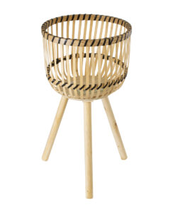 Alternative view of GloboStar® Artificial Garden FOLEGANDROS 20302 Διακοσμητικό Πλεκτό Καλάθι - Κασπώ Γλάστρα - Flower Pot Μπεζ με Καφέ Φ32cm x Υ59cm