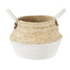 GloboStar® GloboStar® Artificial Garden KIMOLOS 20311 Διακοσμητικό Πλεκτό Καλάθι - Κασπώ Γλάστρα - Flower Pot Μπεζ με Λευκό Φ29cm x Υ30cm