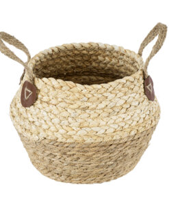 Alternative view of GloboStar® Artificial Garden ANDROS 20315 Διακοσμητικό Πλεκτό Καλάθι - Κασπώ Γλάστρα - Flower Pot Καφέ με Μπεζ Φ18cm x Υ21cm