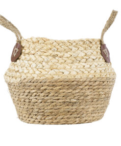 GloboStar® Artificial Garden ANDROS 20315 Διακοσμητικό Πλεκτό Καλάθι - Κασπώ Γλάστρα - Flower Pot Καφέ με Μπεζ Φ18cm x Υ21cm 13 20315 4