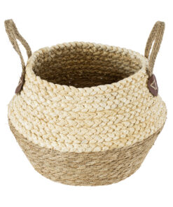 Alternative view of GloboStar® Artificial Garden ANDROS 20316 Διακοσμητικό Πλεκτό Καλάθι - Κασπώ Γλάστρα - Flower Pot Καφέ με Μπεζ Φ22cm x Υ26cm