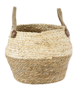 GloboStar® GloboStar® Artificial Garden ANDROS 20317 Διακοσμητικό Πλεκτό Καλάθι - Κασπώ Γλάστρα - Flower Pot Καφέ με Μπεζ Φ29cm x Υ30cm