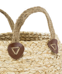 GloboStar® Artificial Garden ANDROS 20317 Διακοσμητικό Πλεκτό Καλάθι - Κασπώ Γλάστρα - Flower Pot Καφέ με Μπεζ Φ29cm x Υ30cm 14 20317 5