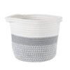 GloboStar® GloboStar® Artificial Garden POSITANO 20318 Διακοσμητικό Πλεκτό Καλάθι - Κασπώ Γλάστρα - Flower Pot Γκρι με Λευκό Φ20cm x Υ20cm