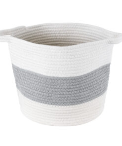 Alternative view of GloboStar® Artificial Garden KEFALONIA 20320 Διακοσμητικό Πλεκτό Καλάθι - Κασπώ Γλάστρα - Flower Pot Γκρι με Λευκό Φ30cm x Υ30cm