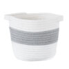 GloboStar® GloboStar® Artificial Garden KEFALONIA 20321 Διακοσμητικό Πλεκτό Καλάθι - Κασπώ Γλάστρα - Flower Pot Γκρι με Λευκό Φ20cm x Υ20cm