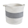 GloboStar® GloboStar® Artificial Garden KEFALONIA 20322 Διακοσμητικό Πλεκτό Καλάθι - Κασπώ Γλάστρα - Flower Pot Λευκό με Γκρι Φ25 x Υ25cm