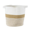 GloboStar® GloboStar® Artificial Garden ITHAKI 20323 Διακοσμητικό Πλεκτό Καλάθι - Κασπώ Γλάστρα - Flower Pot Καφέ με Λευκό Φ20cm x Υ20cm