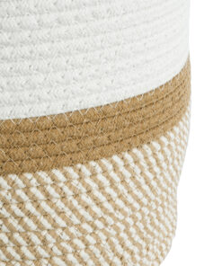 GloboStar® Artificial Garden ITHAKI 20325 Διακοσμητικό Πλεκτό Καλάθι - Κασπώ Γλάστρα - Flower Pot Μπεζ με Λευκό Φ30 x Υ30cm 14 20325 6