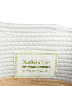 GloboStar® Artificial Garden ITHAKI 20325 Διακοσμητικό Πλεκτό Καλάθι - Κασπώ Γλάστρα - Flower Pot Μπεζ με Λευκό Φ30 x Υ30cm 15 20325 7