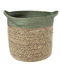 GloboStar® GloboStar® Artificial Garden SERIFOS 20327 Διακοσμητικό Πλεκτό Καλάθι - Κασπώ Γλάστρα - Flower Pot Μπεζ με Κυπαρισσί Φ26cm x Υ27cm