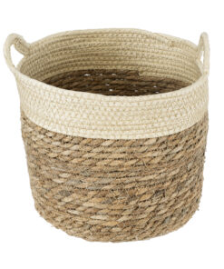 Alternative view of GloboStar® Artificial Garden KALYMNOS 20329 Διακοσμητικό Πλεκτό Καλάθι - Κασπώ Γλάστρα - Flower Pot Μπεζ με Καφέ Φ25cm x Υ22cm