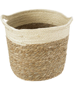 Alternative view of GloboStar® Artificial Garden KALYMNOS 20330 Διακοσμητικό Πλεκτό Καλάθι - Κασπώ Γλάστρα - Flower Pot Μπεζ με Καφέ Φ26cm x Υ27cm